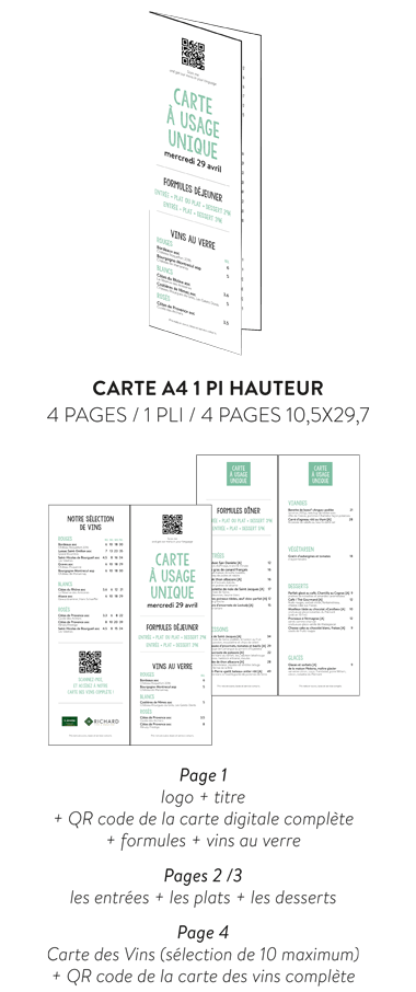 Carte A4 1 pli hauteur